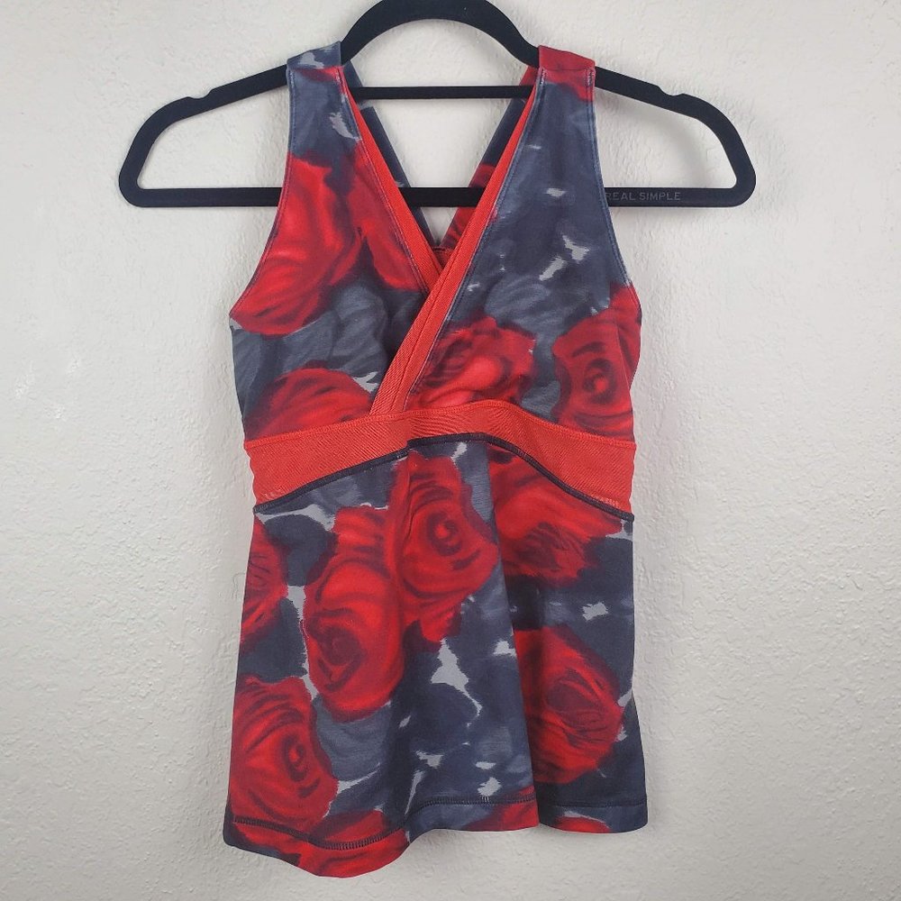 Lululemon Tank Top Red Roses Pattern